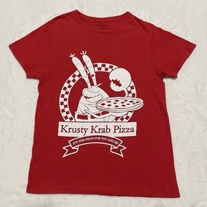 Krusty Krab Pizza SpongeBob SquarePants‎ Nickelodeon Red T-Shirt Men's Small